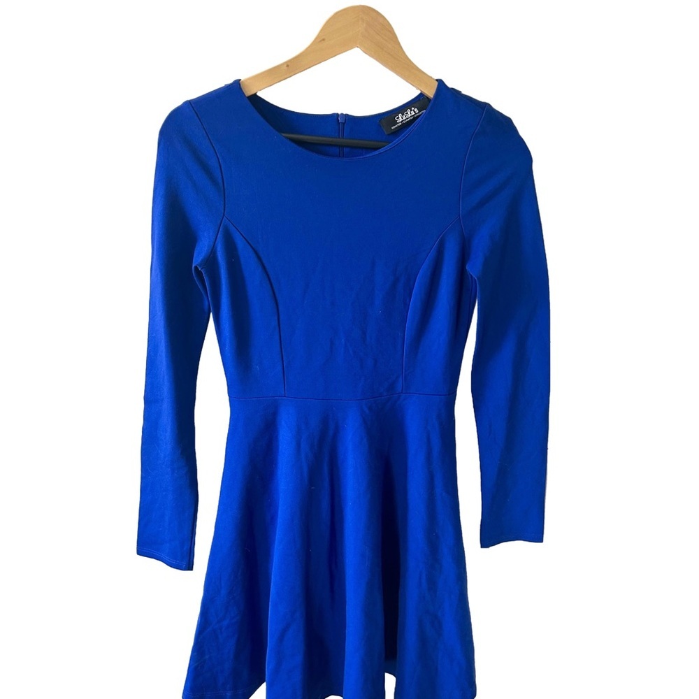 Lulu's Royal Blue Long Sleeve Fit & Flare Dress